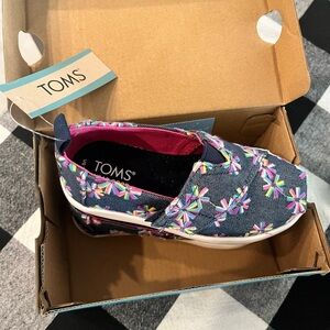 TOMS Navy Alpargata with Floral Embroidery
